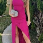 Amanda Uprichard  | XS | Queen Halterneck Side Seam Split Maxi‎ Gown in Magenta Photo 0