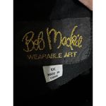 Bob Mackie Wearable Art Black Embroidered Floral V-Neck 3/4 Sleeve Top 1X Photo 3