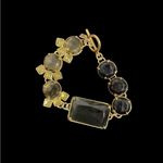 Banana Republic Black Gray Green Stones Gold Plated Bracelet Photo 1