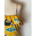 ZARA  Yellow Floral Print‎ Adjustable Strap Ruffled Bust Cropped Top Tropical M Photo 8