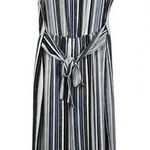 Elle Striped Wide Leg Sleeveless Jumpsuit Belted Women Size Medium NWT Photo 0
