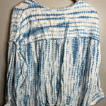 Seven 7 Womens Blouse Tunic SZ Medium‎ Beach Boho Blue And White Photo 2