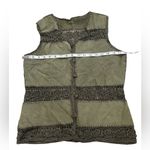 Boho Olive Green Crochet Leather Vest Photo 2