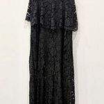 Alexis  V-Neck Cold Shoulder Lace A-Line Midi Dress Black Women's Size S Photo 0