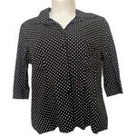 Lane Bryant Women’s Black White Polka Dot Blouse Size 18/20 Cotton Button Front Photo 0