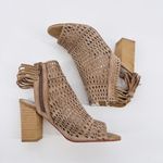 Jeffrey Campbell Ottawa Taupe Suede Sandal Block Heel Open Toe Bootie Tassel 9 Photo 9