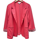 Skies Are Blue  Curvy Women 2x Open Front‎ Blazer Cuffed 3/4 Sleeve Pink Office Photo 0