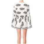 Love Riche  Front Tie Romper - White/Blue Print - Medium Photo 11