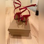 Steve Madden  Pink/Red Velvet Square Toe Ankle Strap Dress Sandals. Size 6! NIB! Photo 2