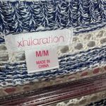 Xhilaration ‎ Striped Open Weave Mesh Sweater Blue Cream Medium Photo 8