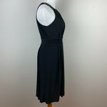 Evan Picone  Dress 6 Black Ruched Beaded Pleat Halter A-Line Cocktail Knee Length Photo 3