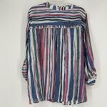 Zac & Rachel Button Up Shirt Stripe White Pink Blue Art Ruffle Long Sleeve Sz 2X Photo 4