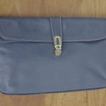 Italian Made Vintage Grey Leather Turnlock Close Shoulder Bag Gray Photo 7