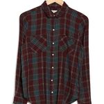 Lucky Brand Women's Woven Plaid Flannel Top Red Green Size Large NWT Photo 0