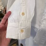Anthropologie Pilcro White Long Sleeve Ruffle Button Down Linen Blend Shirt XXS Photo 4