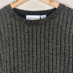 Vintage Alfred Dunner Cozy Black Gold Metallic Knit Sweater Made in USA Size M Photo 1