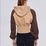 LIT Activewear Rebounce Corset Jacket Hoodie Full Zip in Brown Tan Size S Photo 2