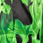 Urban Outfitters Mini Slip Dress Spaghetti Strap Cowl Neck Black Green Flames L Photo 10