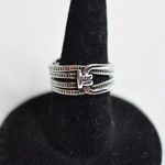 Source Unknown Buckle Up Trendy Silver Tone Metal Alloy Buckle Size 5 Cuff Unisex NWOT Ring Photo 0