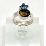 Kingman Purple Dahlia & Tiger's Eye Moon Star Sterling Silver Adjustable Ring Photo 2