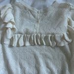 Maje  | Menthe open knit pointelle ruffle top in ecru Photo 3