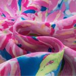 NEW Pink Blue Green & Ivory Abstract Floral Print Short Sleeve Knot Top Size L Size L Photo 4