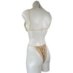 PacSun  Beige Purple Gingham Check Triangle One Piece Bikini Swimsuit Swimwear M Photo 1