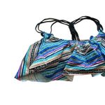 Pink Coconut Boutique PINK Victoria's Secret Swim Top S Striped Ruffle Tribal Black‎ Braid Strap Photo 2