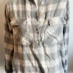 Old Navy  • White Grey Plaid Half Button Up Shirt Photo 0
