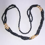 Black Yellow Glass Beads Boho Vintage Beaded Retro Necklace Photo 4