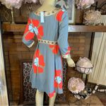 BCBGMAXAZRIA GRAY & ORANGE FLORAL PRINT MOD-LOOK BEADED DRESS NWT (M) Photo 4