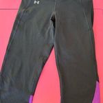Under Armour Black and Purple capri length Leggings with Mesh Detail Photo 0
