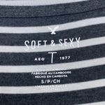 American Eagle Dark Grey & White Soft & Sexy Long Sleeve Slub Tee Photo 2