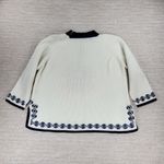 Vintage Nordic Knit Sweater Cream Red Navy Mock Neck Acrylic Wool Blend @L/XL White Size L Photo 12