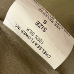 Chelsea Flower Silk Long Sleeve Collared Button Up Shirt Size Small Green Photo 9