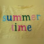 Talbots  Summer Time Crewneck T-Shirt Tee Embroidered Tie Cuff Sleeve PM Medium Photo 2