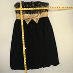 Gunne Sax Jessica McClintock 90s Sz5 Bubble Hem Dress Strapless Black Gold Lace Size undefined Photo 9