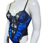 Vintage Colesce Collection Blue & Black Satin & Lace Teddy (M) Blue Size M Photo 0