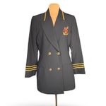Vintage Eva Polini Nautical Navy Blazer Gold Buttons Anchor Crest Size 14 Preppy Blue Photo 10