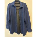 Halara Brand New  Women's Size Medium Dark Blue Waffle Knit Button Down Shirt Photo 3