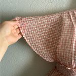 En Saison Caldera Shirred Gingham Vneck Barbie Peach Mini Dress S Orange Photo 4