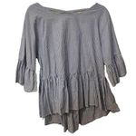 Listicle Blue and White Stripped Blouse, Size Large Photo 0