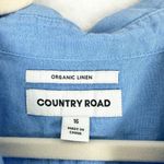 Country Road  Organic Linen Long Sleeve Button Up Shirt Size 16 XL Blue Photo 2