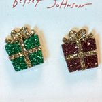 Betsey Johnson  Christmas Present Gift Rhinestone Stud Earrings Red Green Gold Photo 1