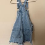 Nature Denim Vintage-Inspired Light Denim Short Overalls Women's Size Small Frayed Hem Photo 3