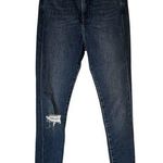 EXPRESS Medium Wash Distressed Super High Rise Skinny Jean Size 00R Photo 0