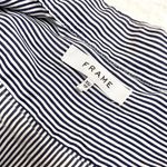 frame denim FRAME Striped Navy Multi Linen Blend Long Sleeve Button Front Shirt Size XS Photo 3