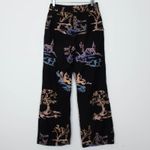 ZARA  Black Oriental Embroidered High Waist Wide Leg Trouser Pants Womens Size XS Photo 3