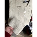 Pacific Heights Y2K Cream Cable Knit Chunky Babydoll Sweater Cardigan Medium Rib White Photo 2