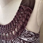 Wrapper Y2k  brown white paisley print form fitting dress cute retro small Photo 2